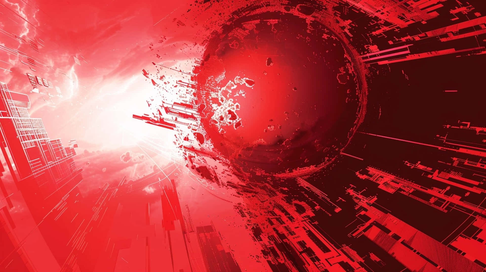 Red Y2 K Abstract Explosion Wallpaper