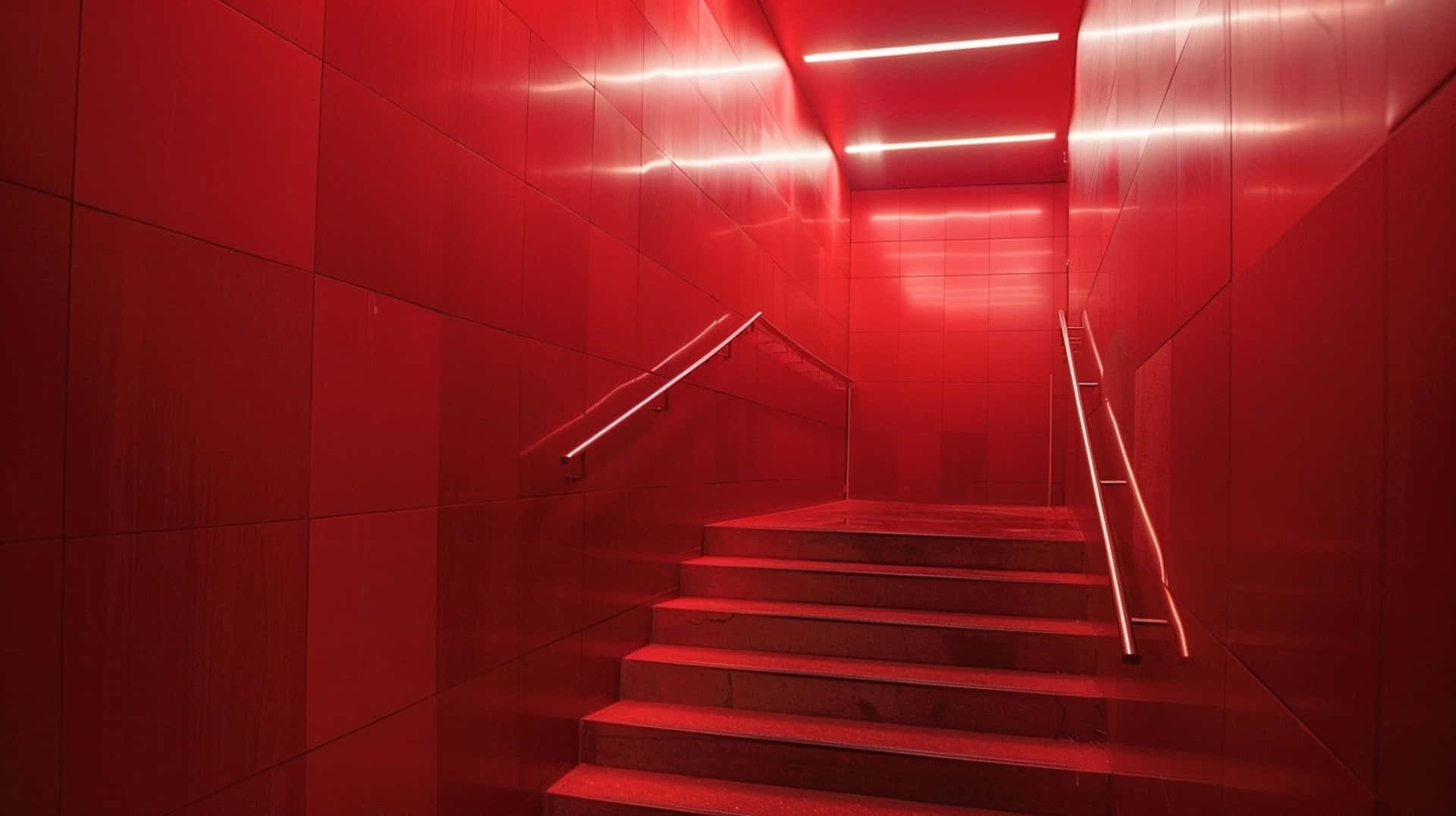 Red Y2 K Aesthetic Staircase Wallpaper