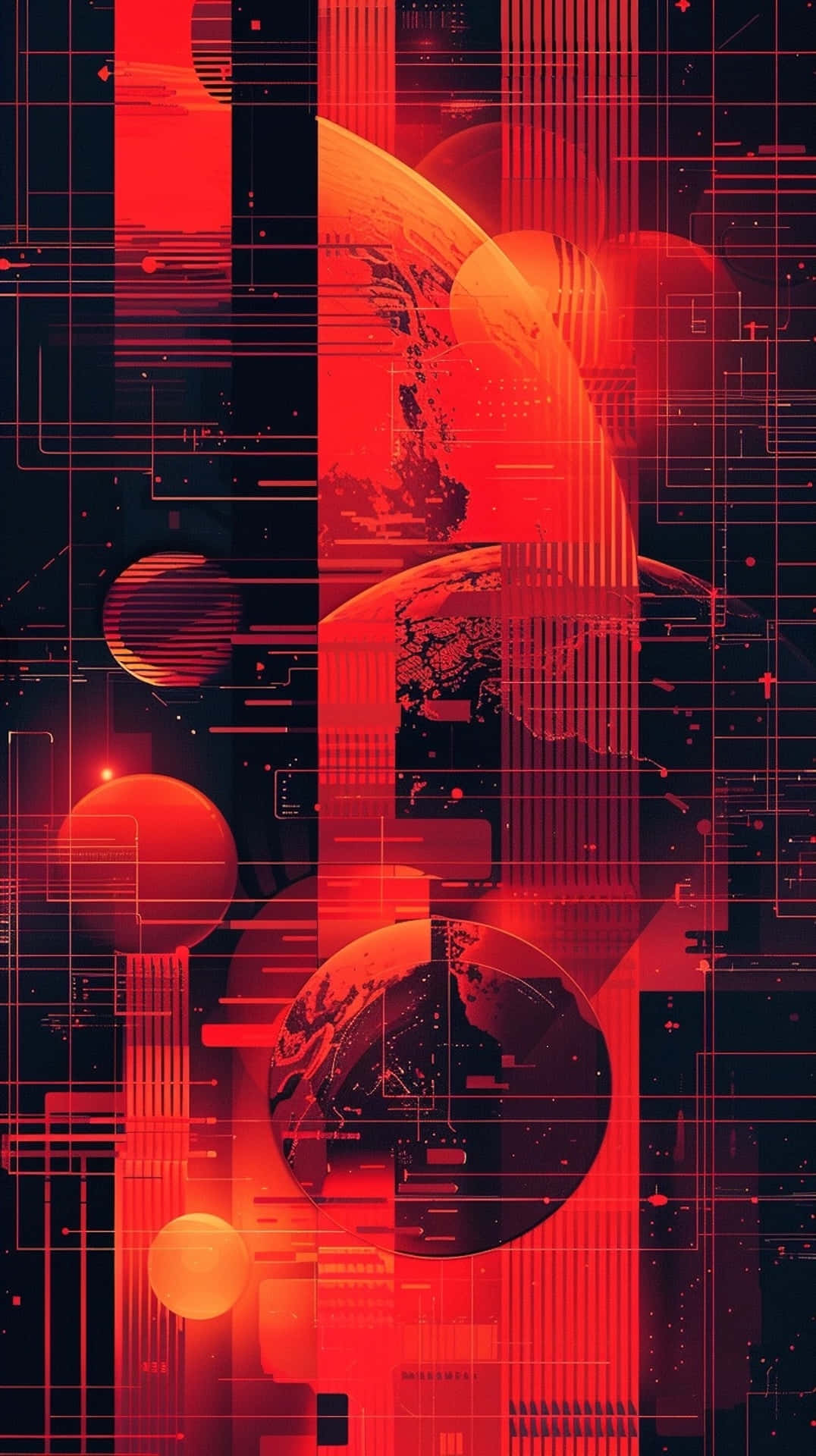 Red Y2 K Futuristic Abstract Art Wallpaper