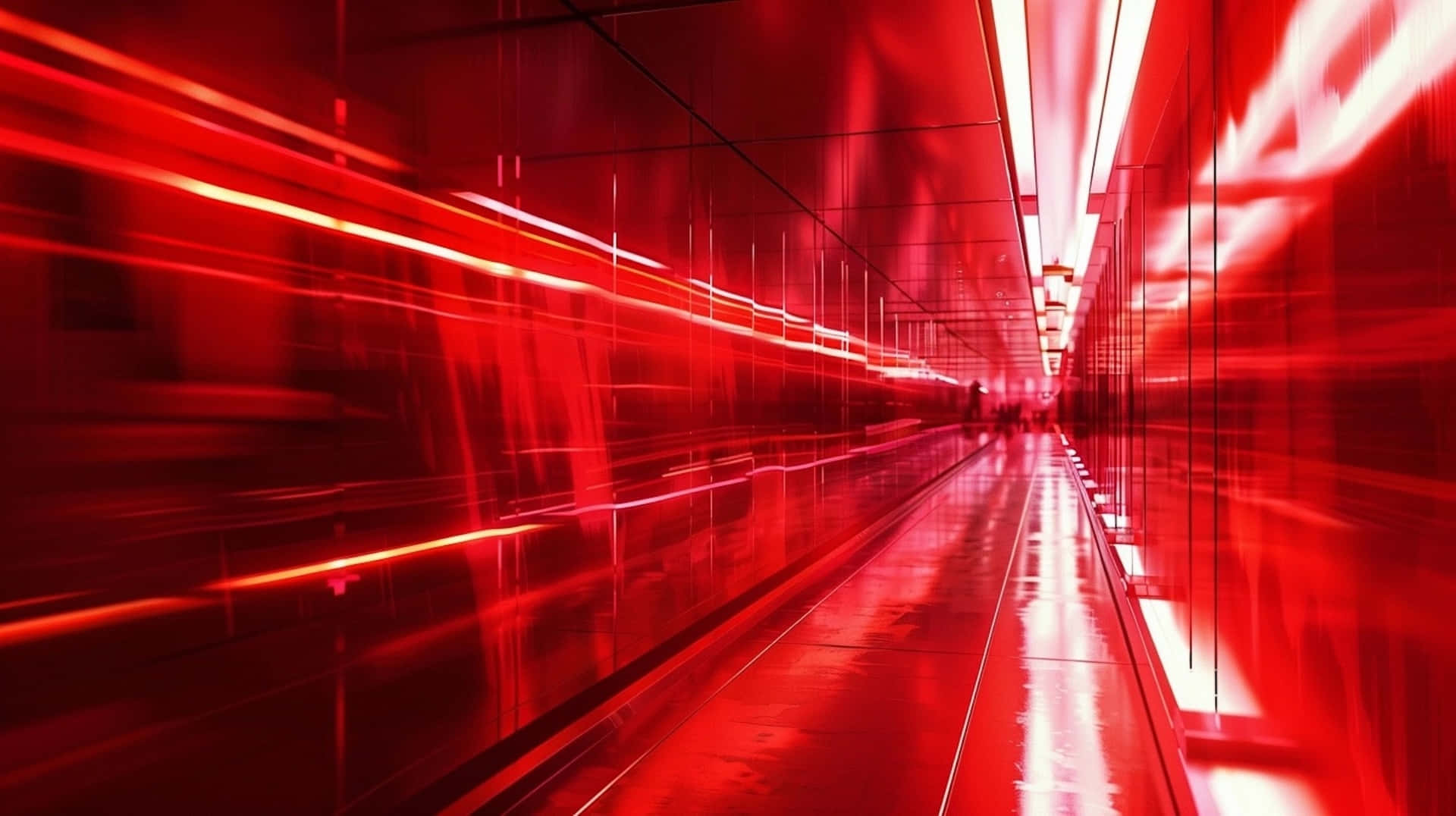Red Y2 K Futuristic Corridor Wallpaper