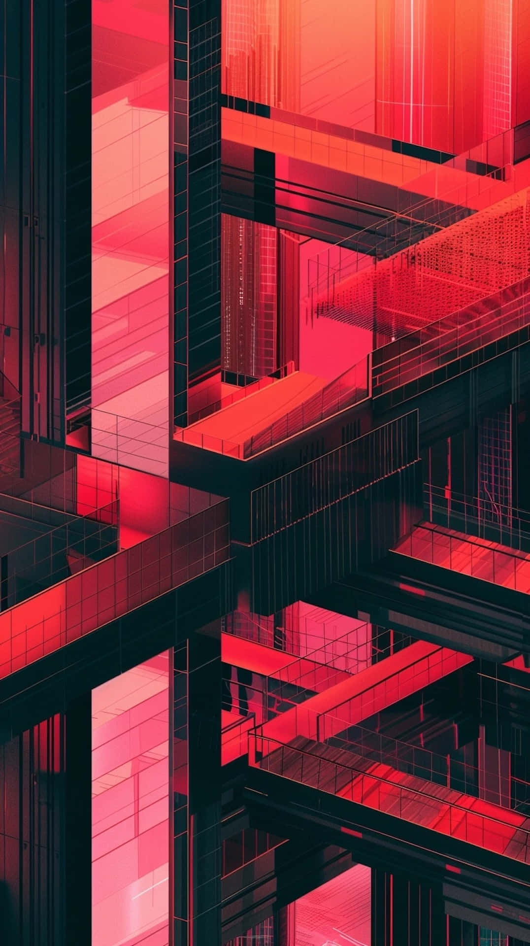 Red Y2k Aesthetic Architecture Wallpaper