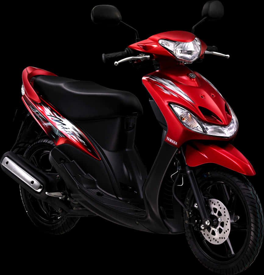 Red Yamaha Scooter Black Background PNG