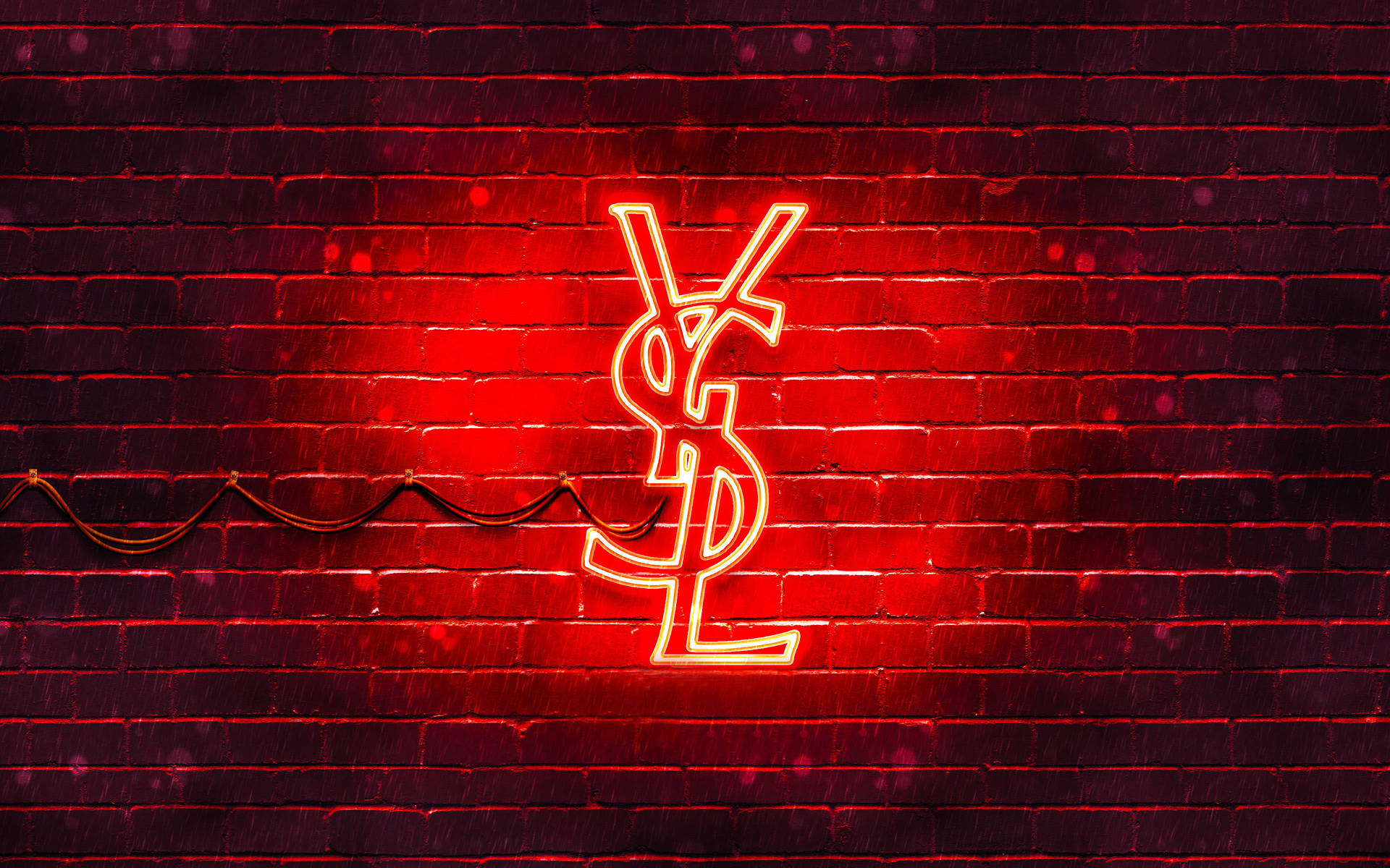 Red YSL Neon Lighting Wallpaper