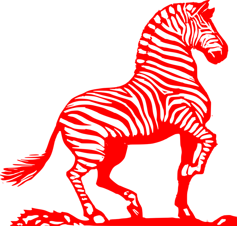 Red Zebra Silhouette Art PNG