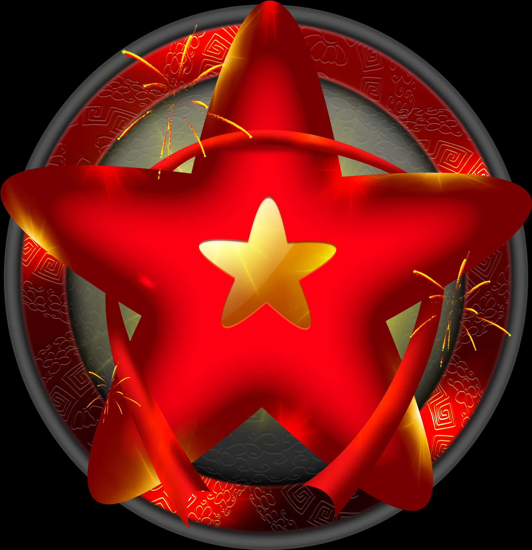 Red3 D Pentagram Design PNG