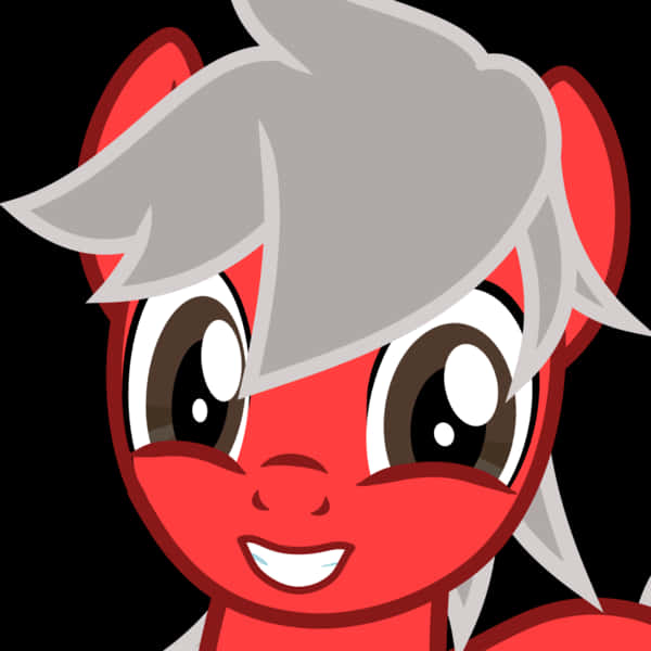 Red_ Animated_ Pony_ Character_ Smiling PNG