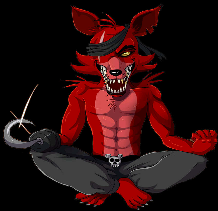Red_ Anthro_ Wolf_ Character PNG