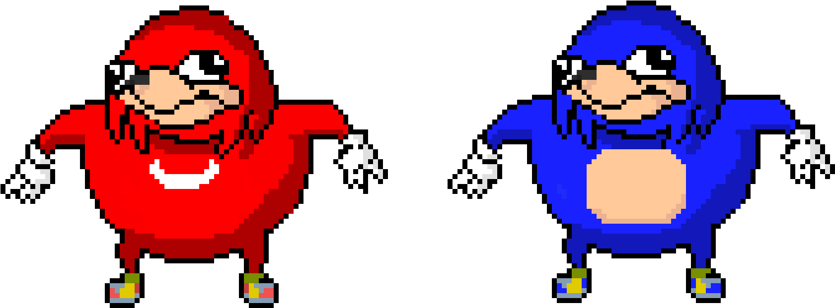 Red_and_ Blue_ Knuckles_ Pixel_ Art PNG