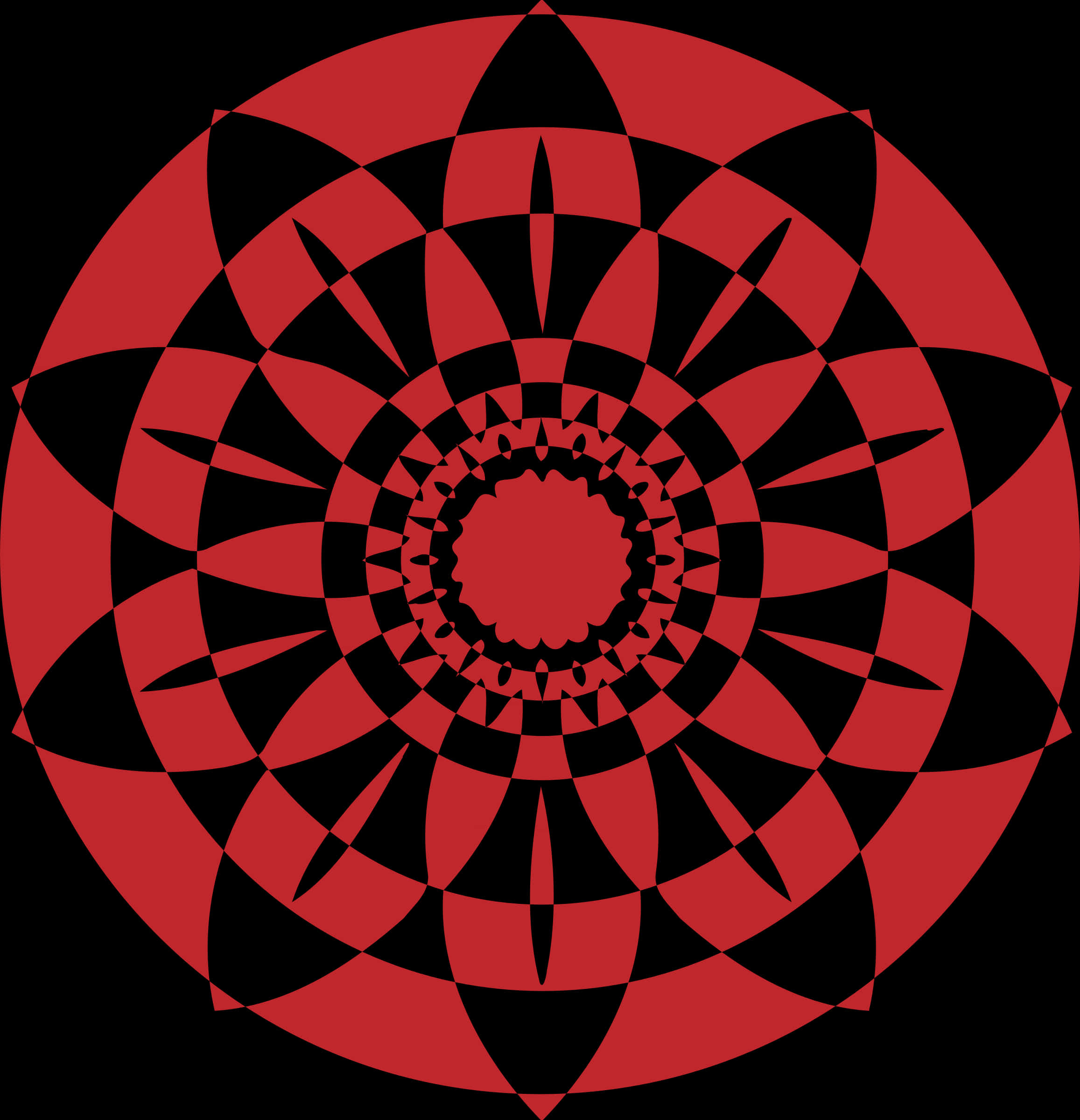 Redand Black Abstract Mandala PNG