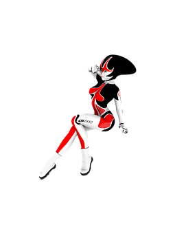 Redand Black Anime Character PNG