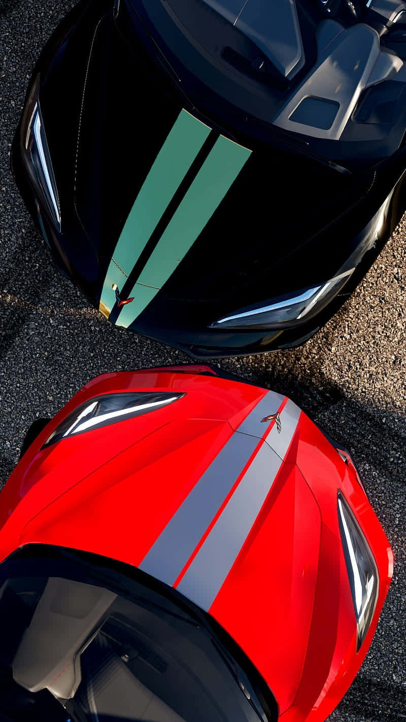 Redand Black Corvette C8 Hoods Wallpaper