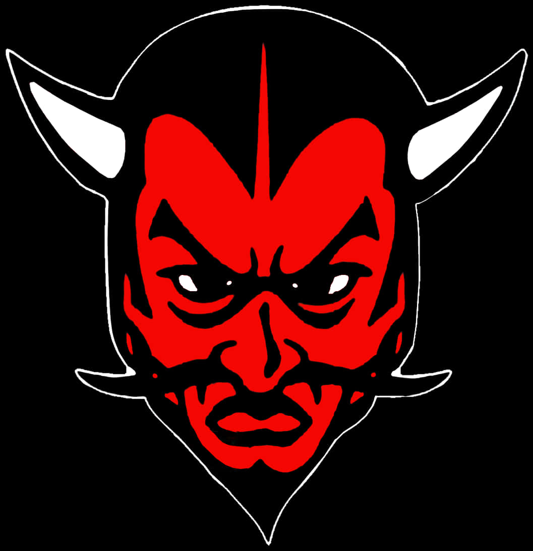 Redand Black Devil Face Graphic PNG