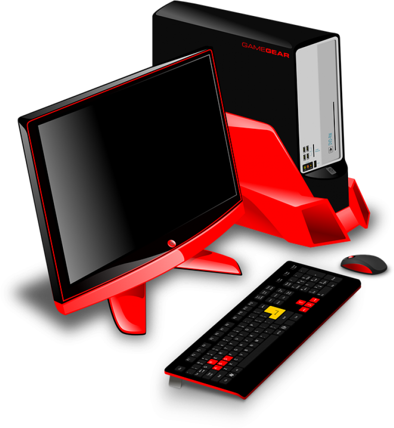 Redand Black Gaming P C Setup PNG