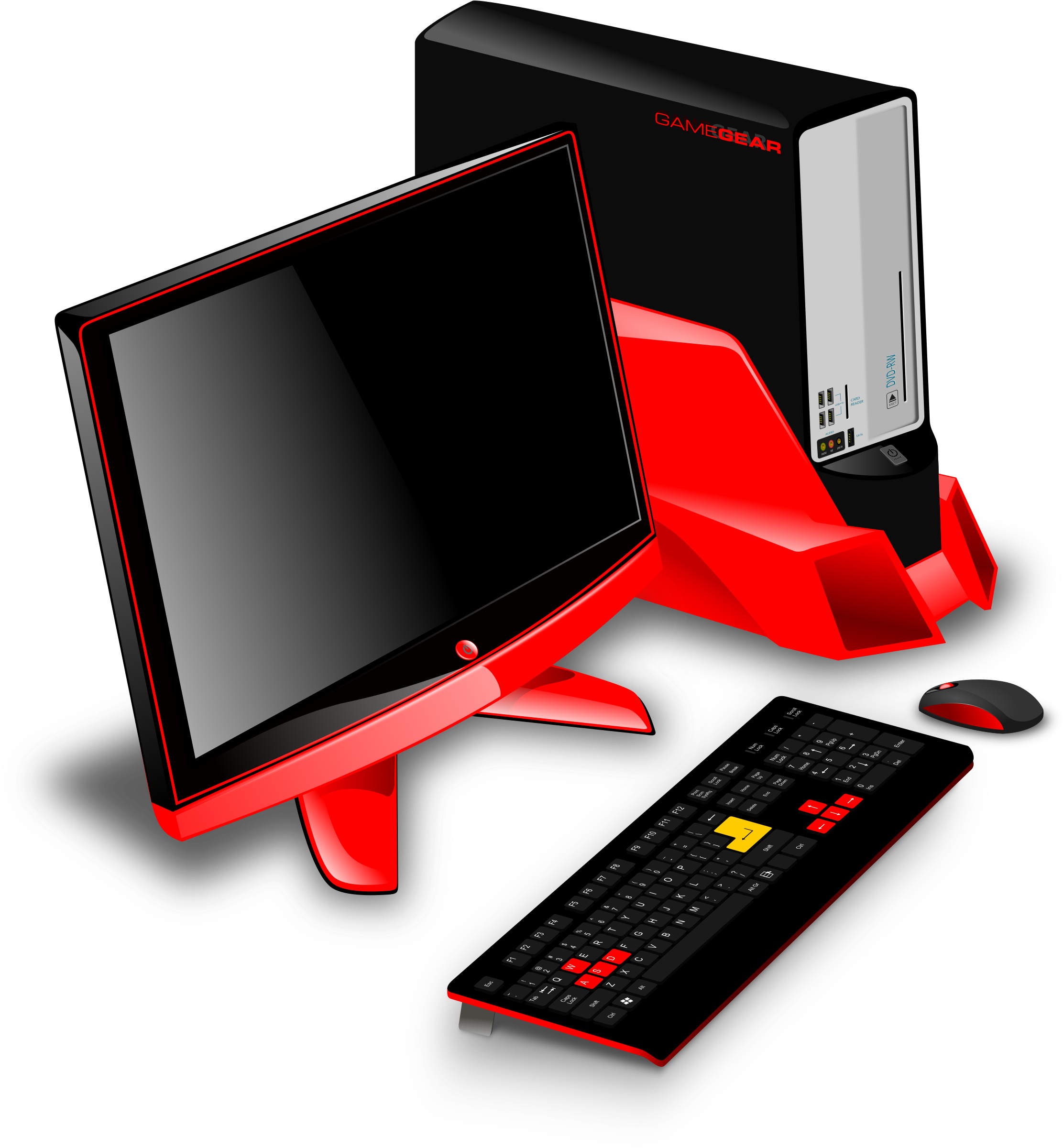 Redand Black Gaming Setup PNG