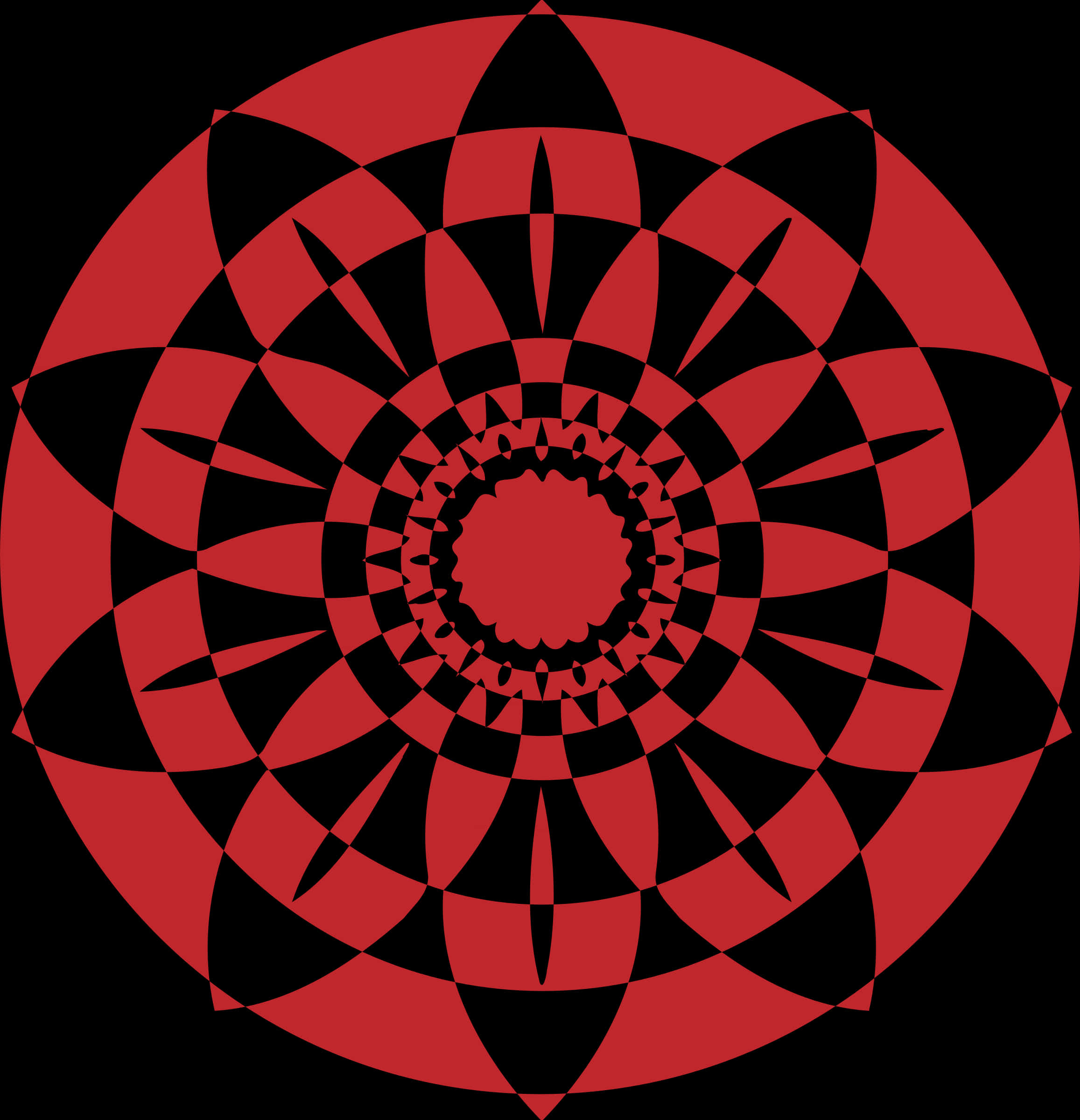 Redand Black Geometric Mandala PNG