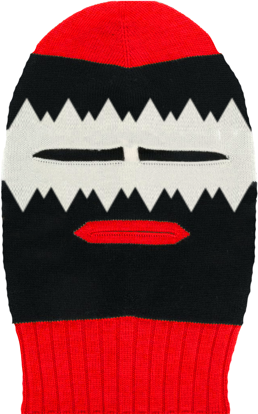 Redand Black Knitted Balaclava PNG