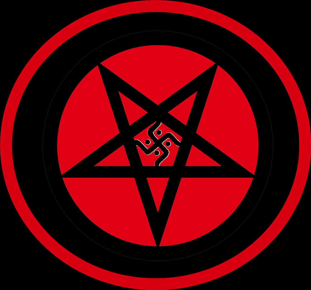 Redand Black Pentagram Design PNG