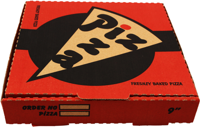 Redand Black Pizza Box Design PNG