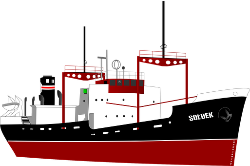 Redand Black Ship Illustration PNG