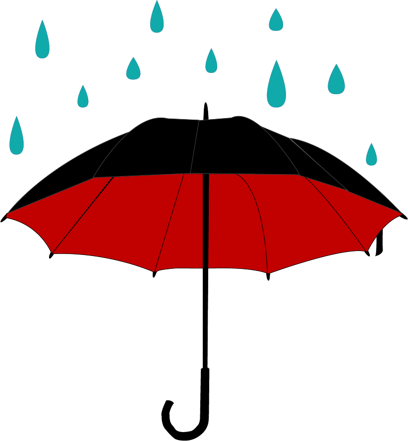 Redand Black Umbrella Raindrops PNG