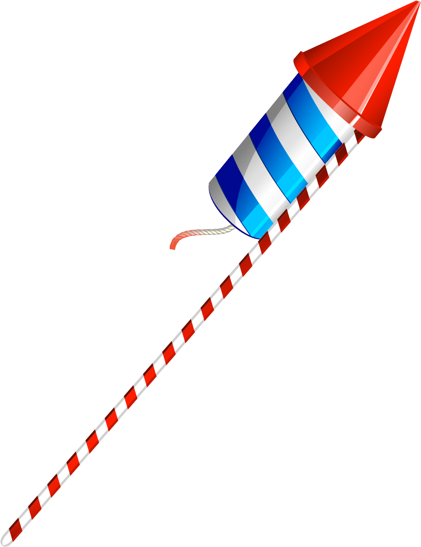 Striped Rocket Firework Graphic PNG