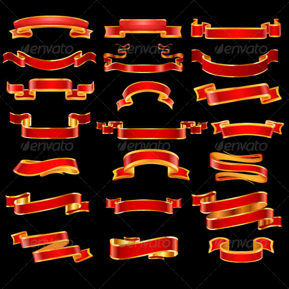Redand Gold Banner Collection PNG