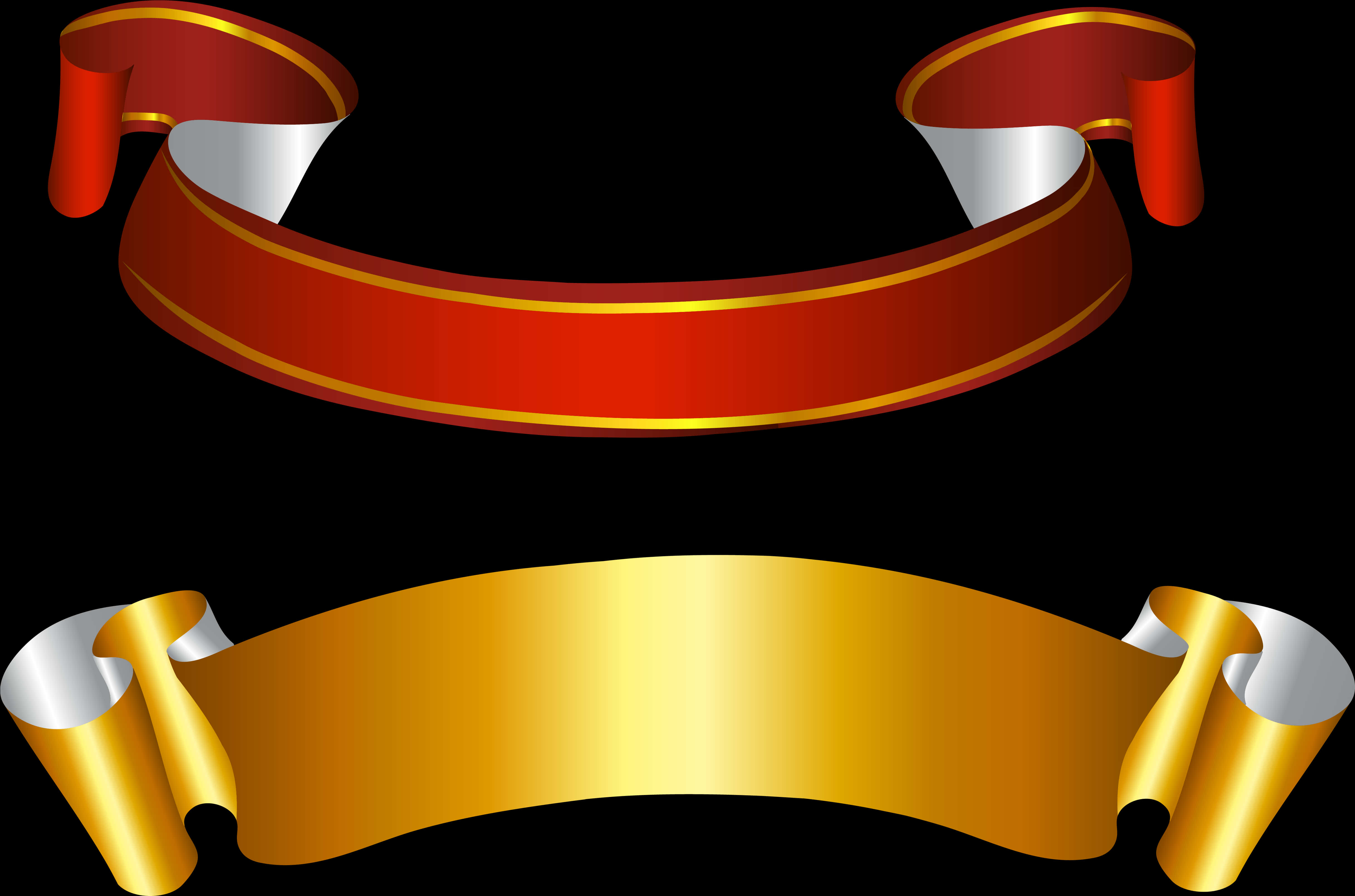Redand Gold Banner Ribbons PNG