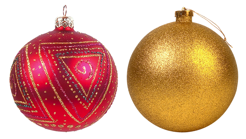 Redand Gold Christmas Baubles PNG
