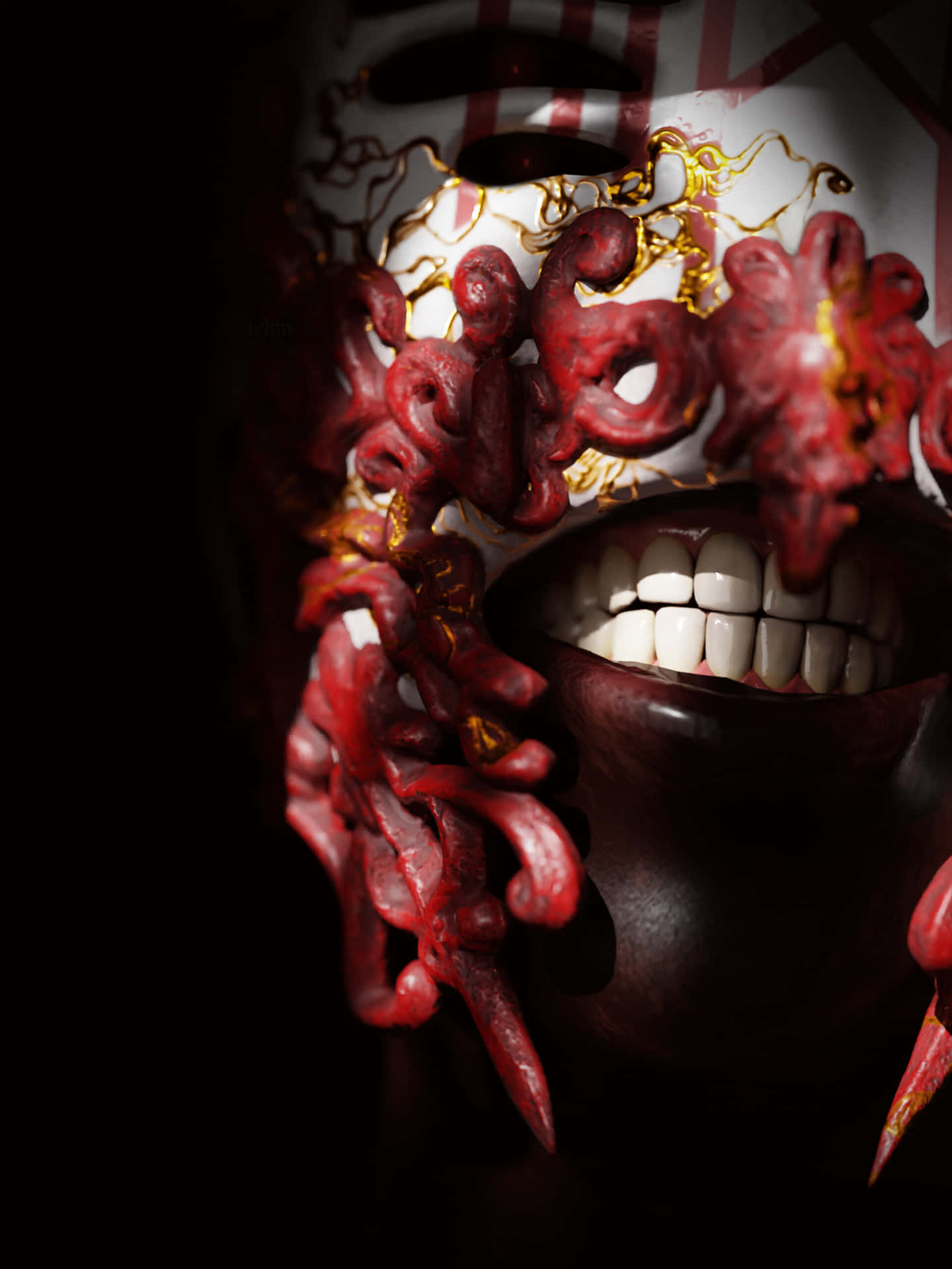 Redand Gold Masked Entity Smiling Wallpaper