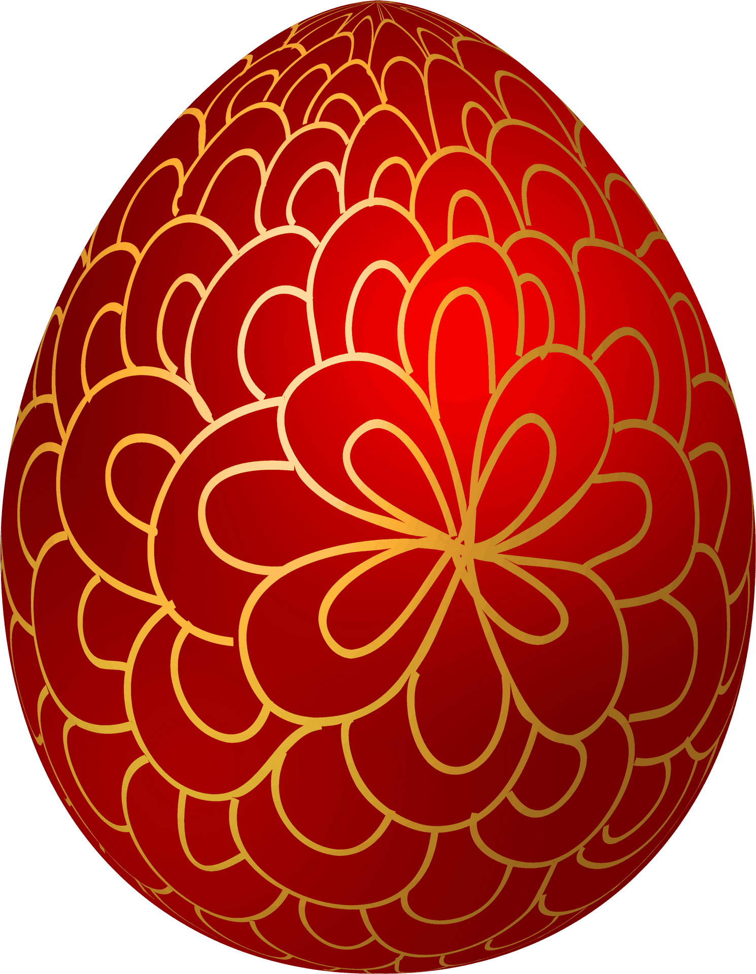 Redand Gold Rangoli Egg Design PNG