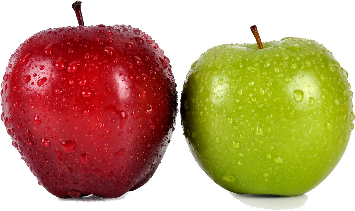 Redand Green Appleswith Water Droplets PNG