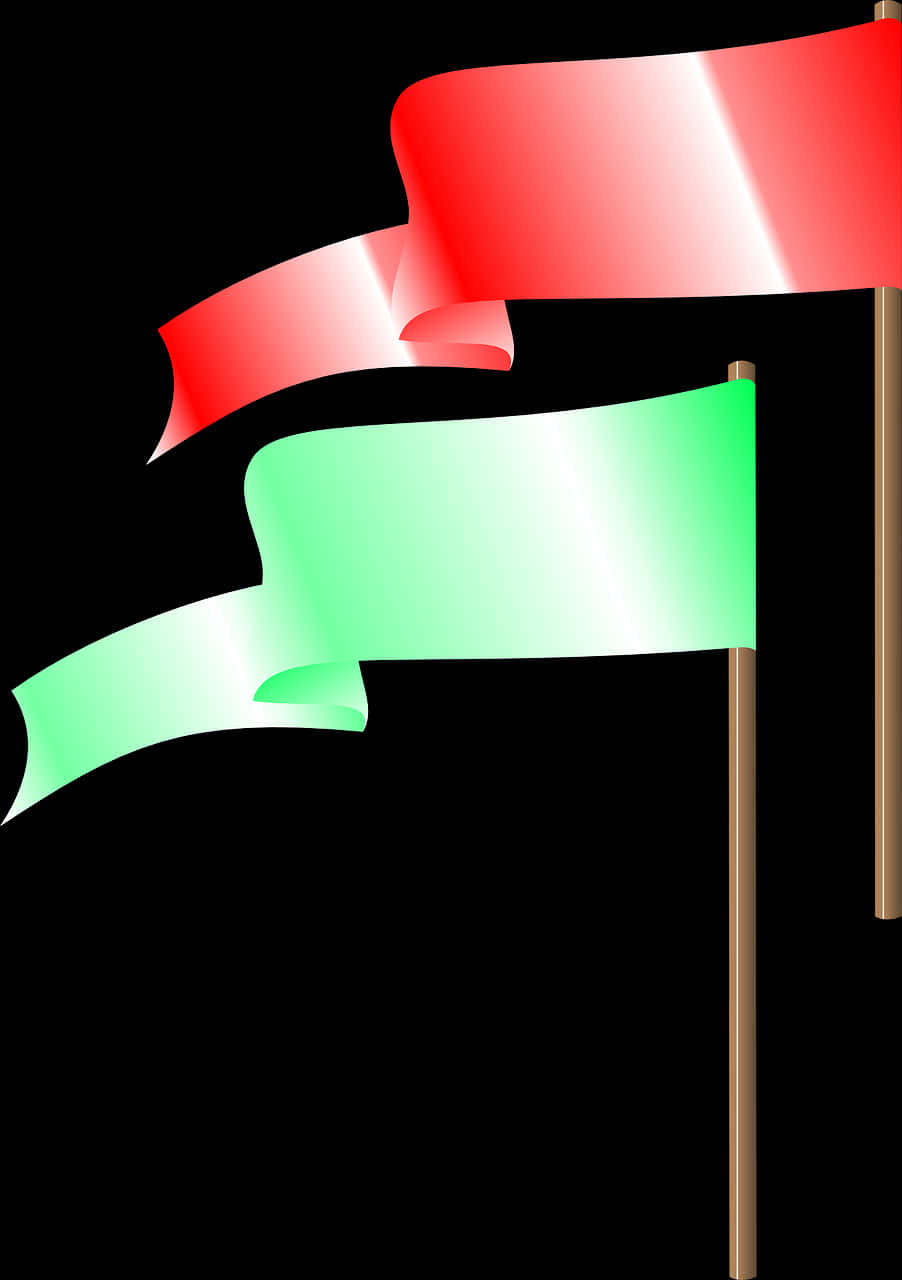 Redand Green Banners Graphic PNG