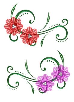 Redand Purple Floral Design PNG