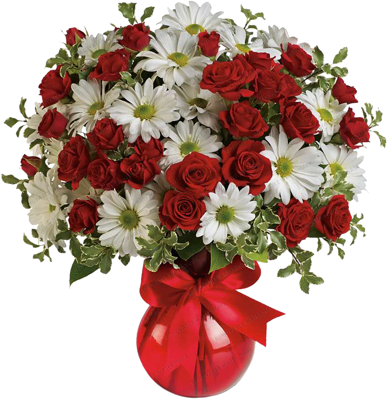 Redand White Birthday Bouquet PNG