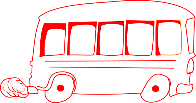 Redand White Bus Cartoon PNG