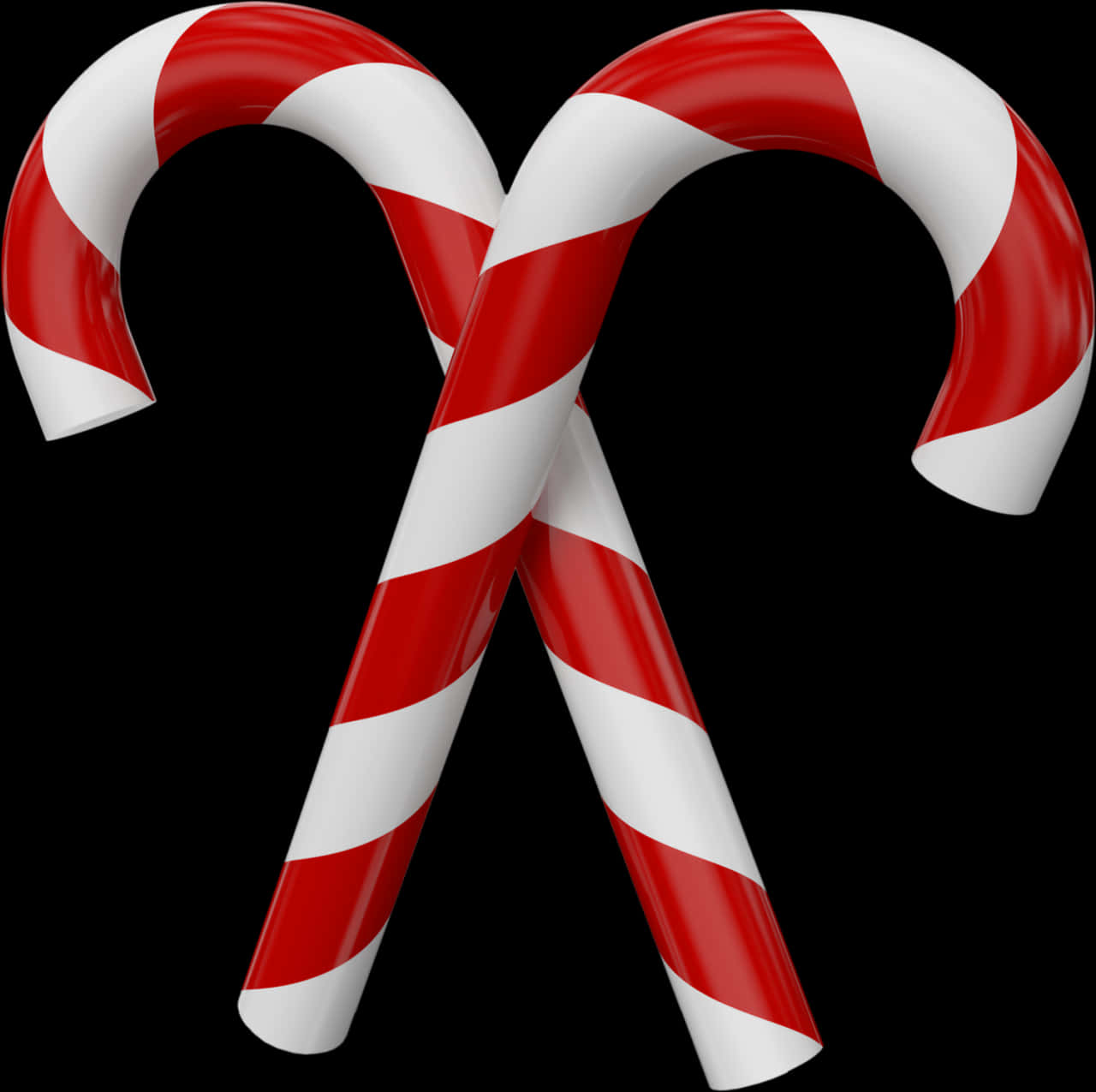 Redand White Candy Canes Crossed PNG