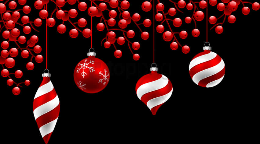 Redand White Christmas Ornaments PNG