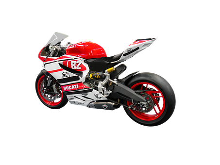 Redand White Ducati Racing Motorcycle PNG