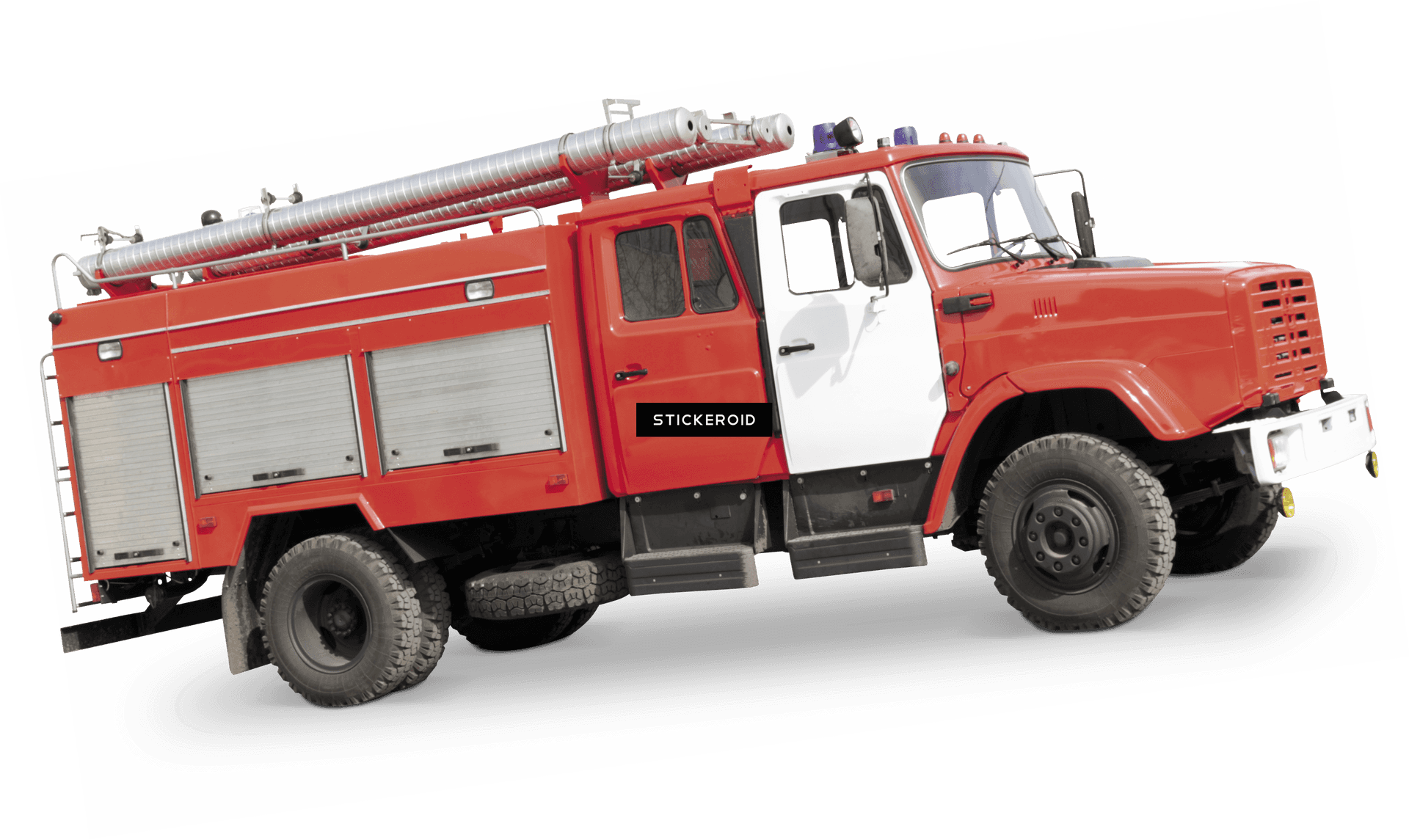 Redand White Fire Truck Side View PNG