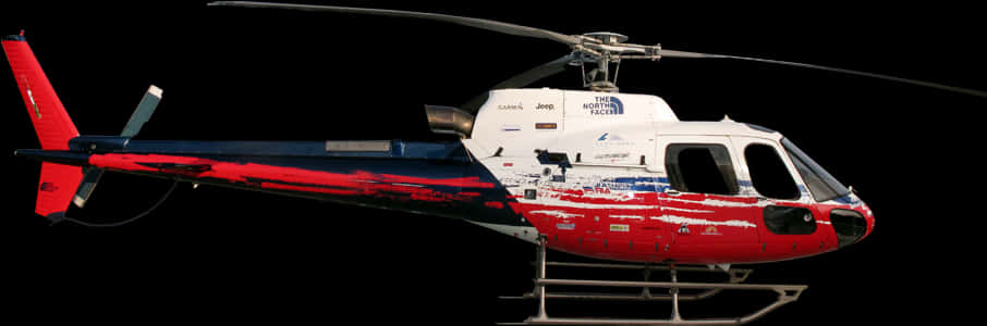 Redand White Helicopter Isolatedon Black PNG