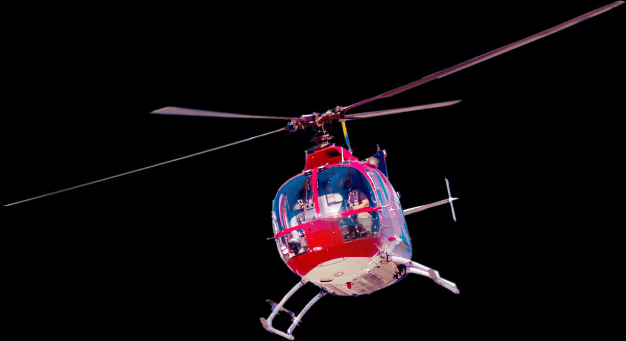 Redand White Helicopterin Flight PNG