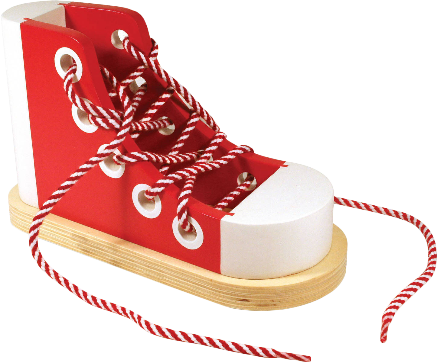 Redand White Laced Wooden Shoe Model PNG