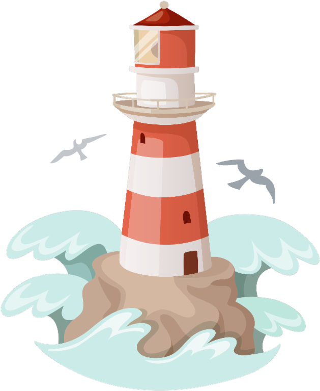 Redand White Lighthouse Illustration PNG