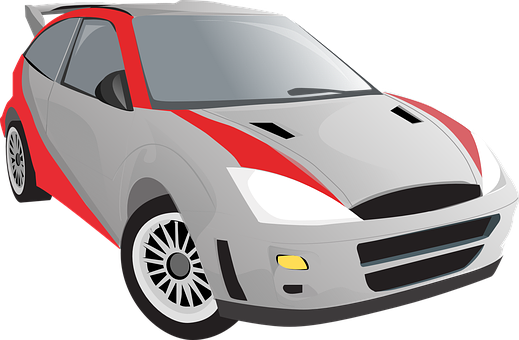 Redand White Race Car Illustration PNG