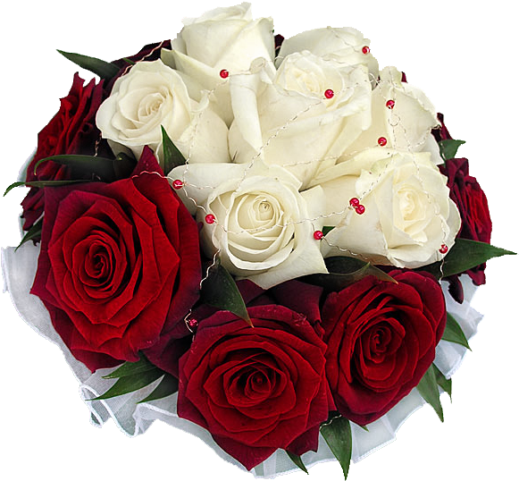 Redand White Rose Bouquet PNG