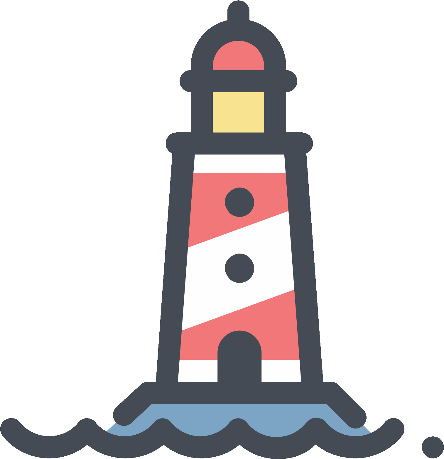Redand White Striped Lighthouse Vector PNG