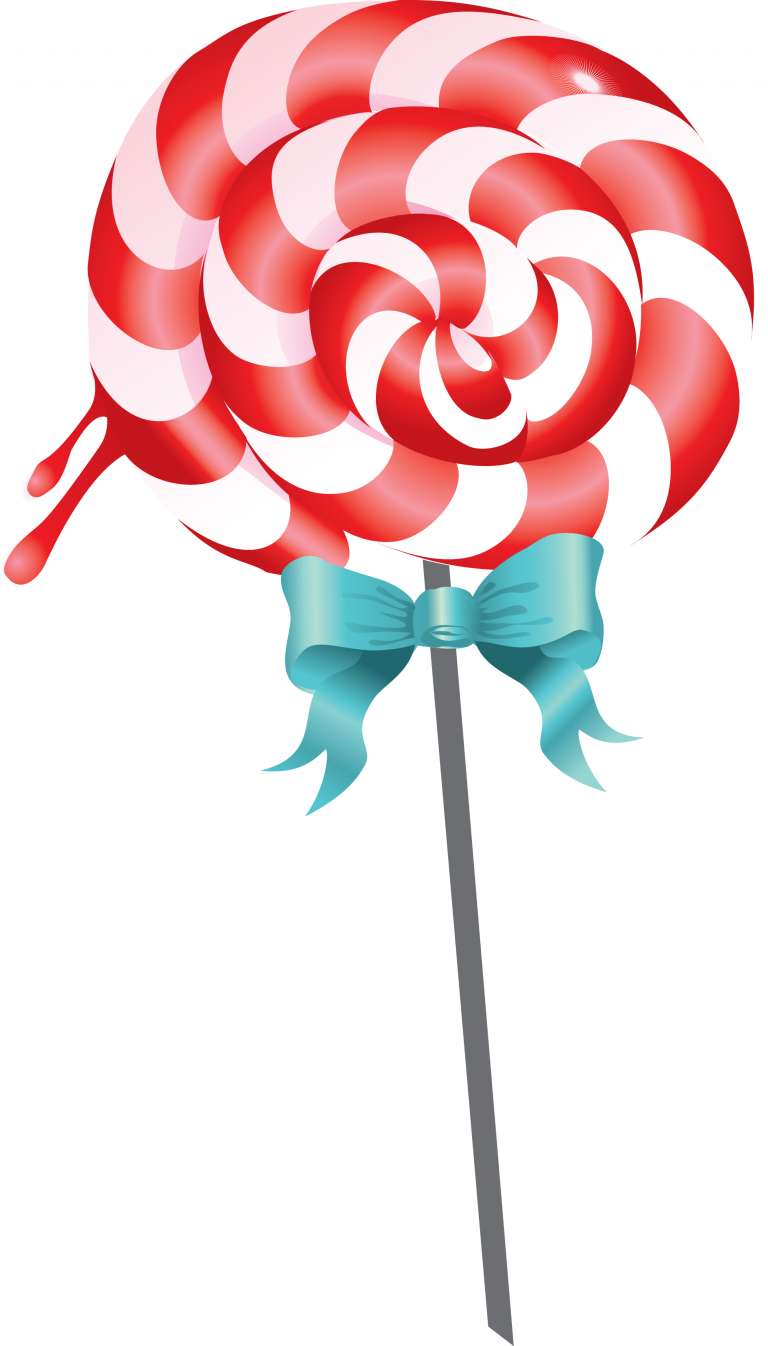 Redand White Swirl Lollipopwith Blue Bow PNG