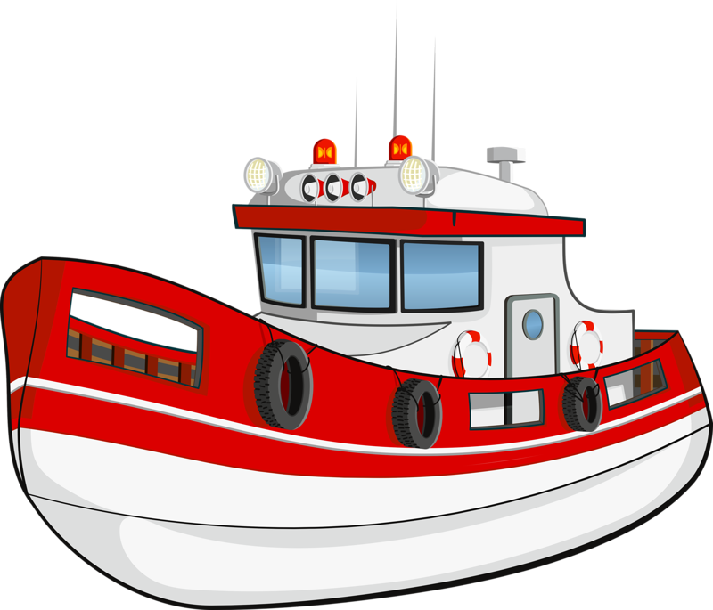 Redand White Tugboat Illustration PNG