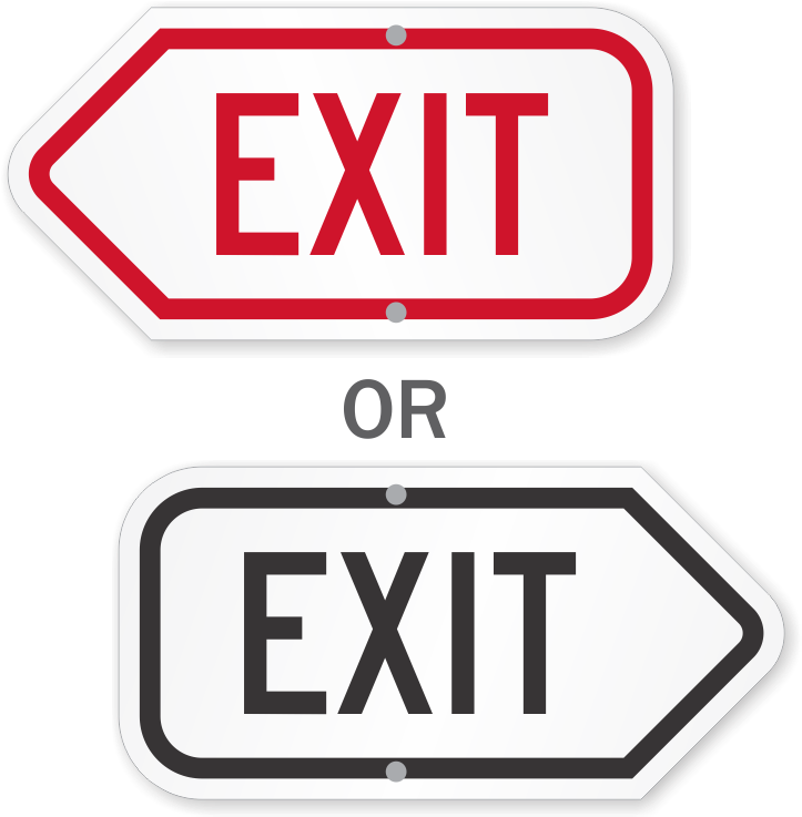 Redand White Versus Blackand White Exit Signs PNG