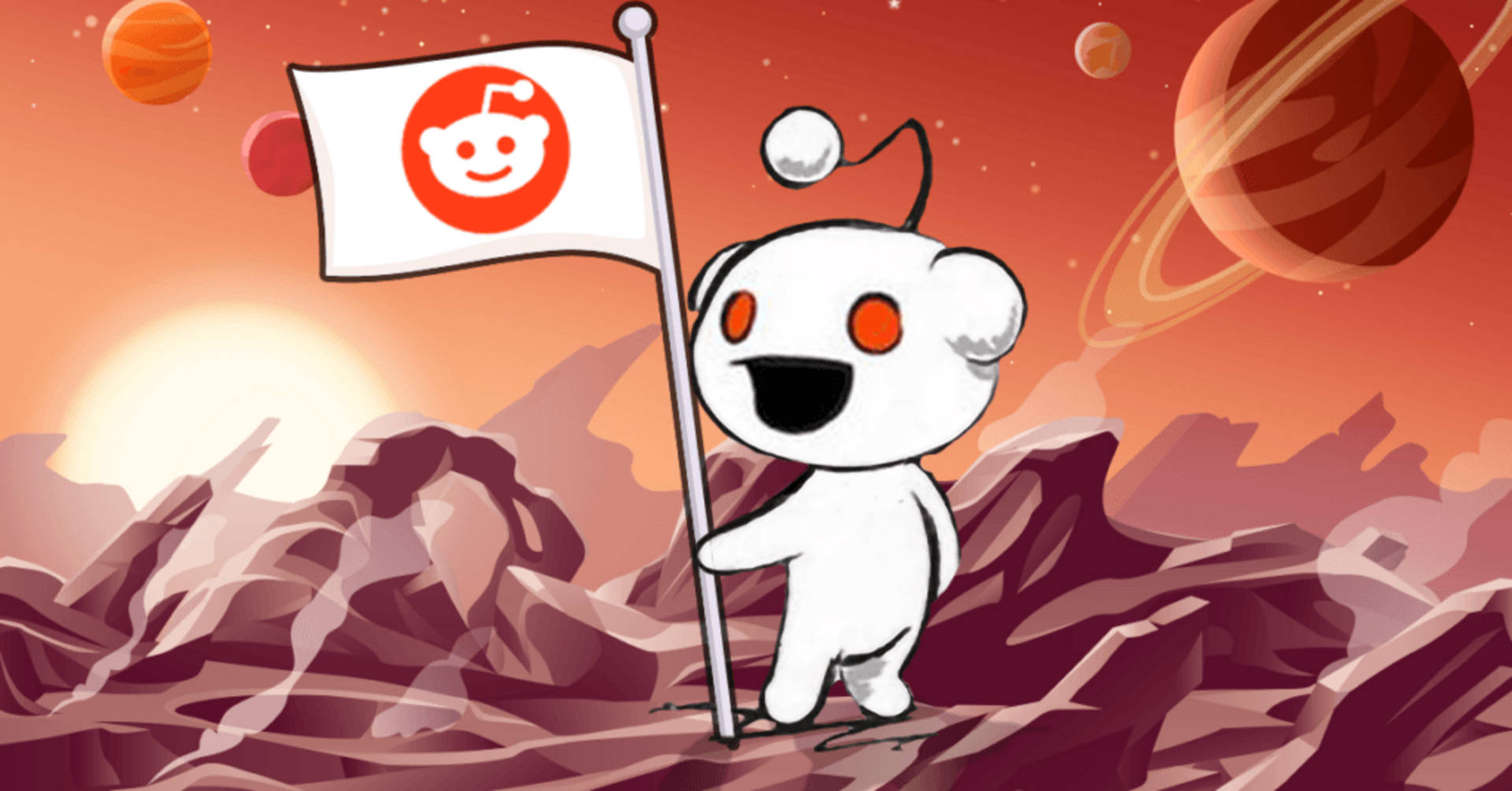 Reddit Snoo On Mars With Flag Wallpaper